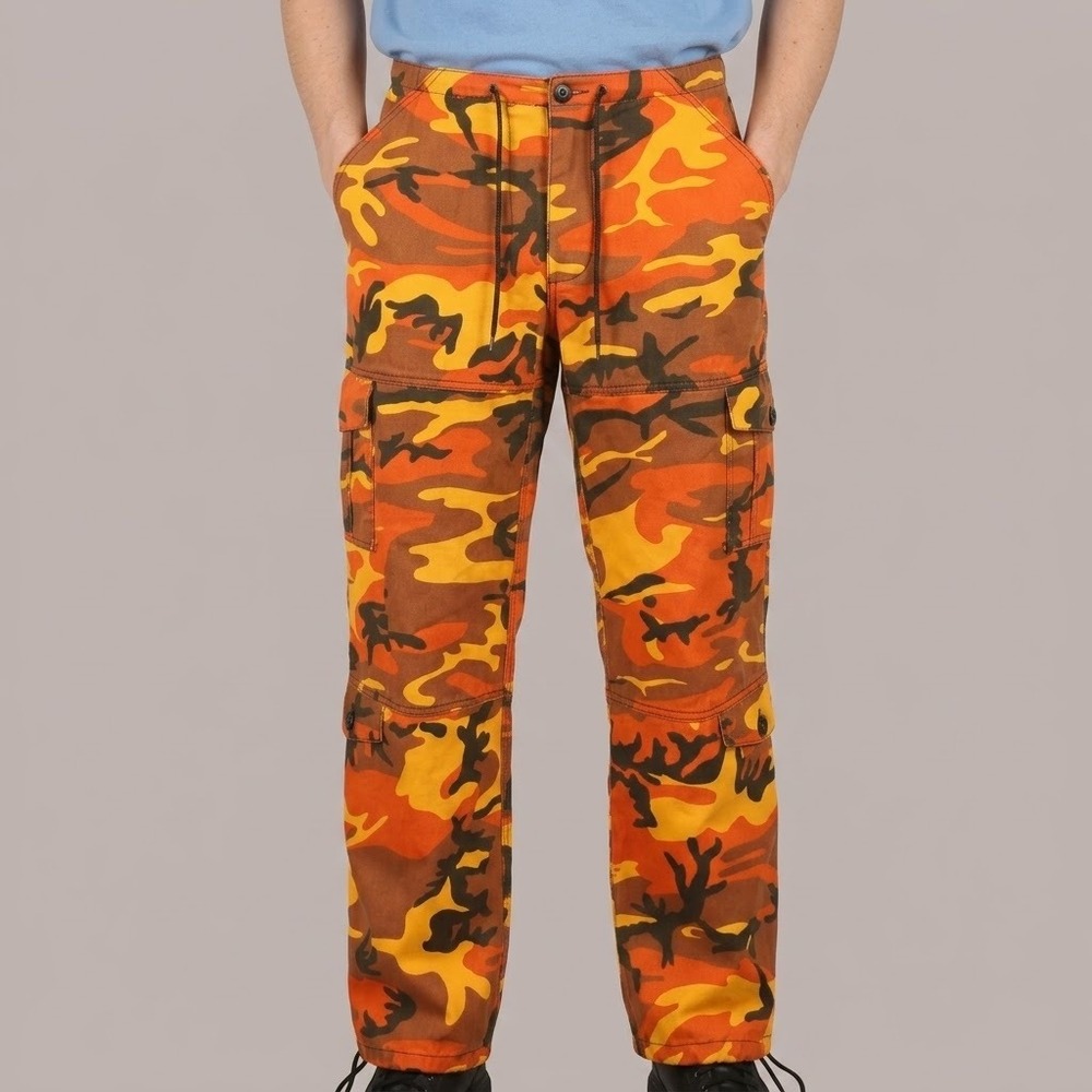 Rothco Cargo Pants Mens S Orange Camo Tactical Military‎ Streetwear